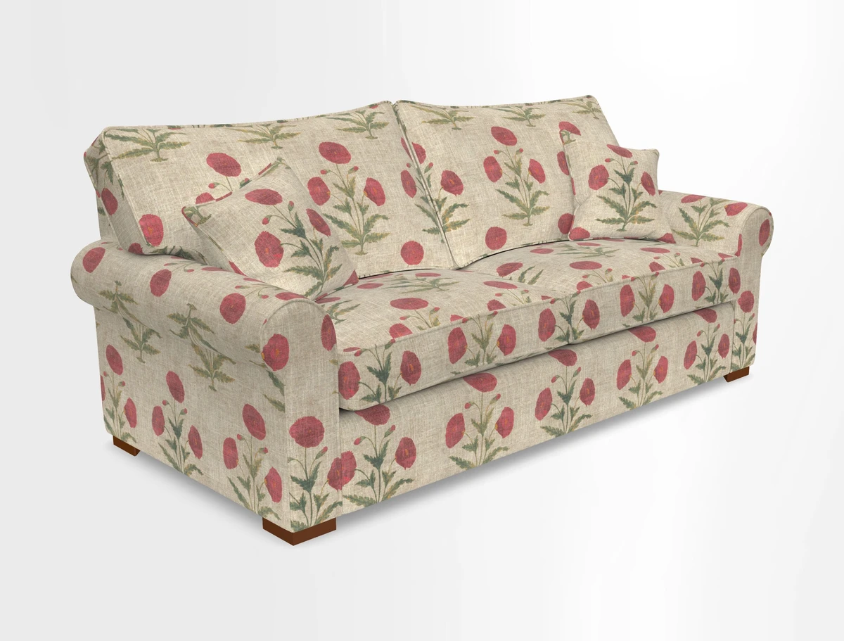 Upperton 3 Seater Loose Cover Sofa in Floral Linen Even So Verde - Fitted cover option available