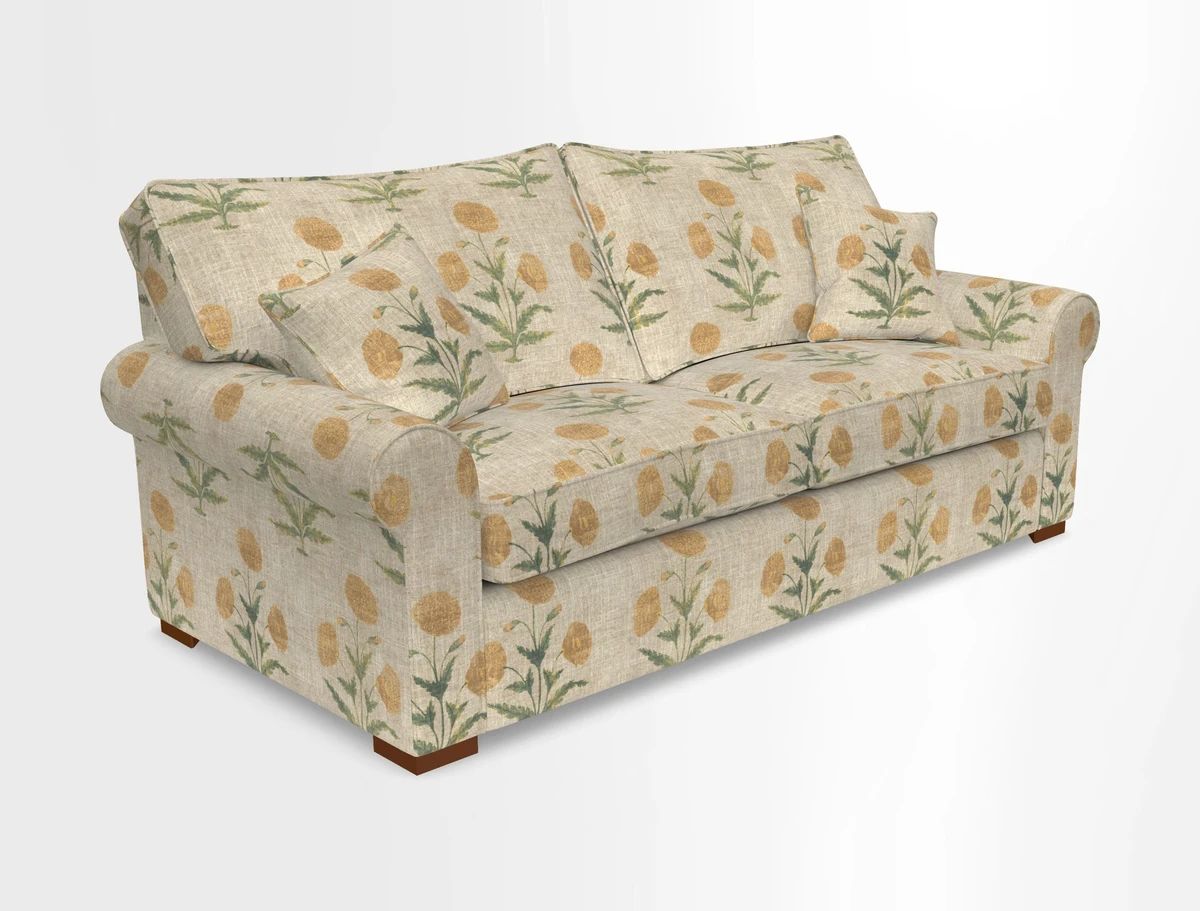 Upperton 3 Seater Loose Cover Sofa in Floral Linen Even So Verde - Fitted cover option available