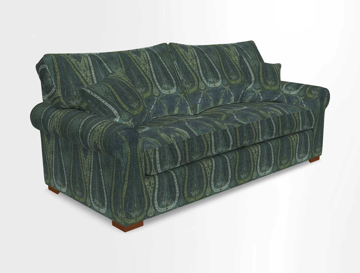 Upperton 3 Seater Loose Cover Sofa in Floral Linen Even So Verde - Fitted cover option available
