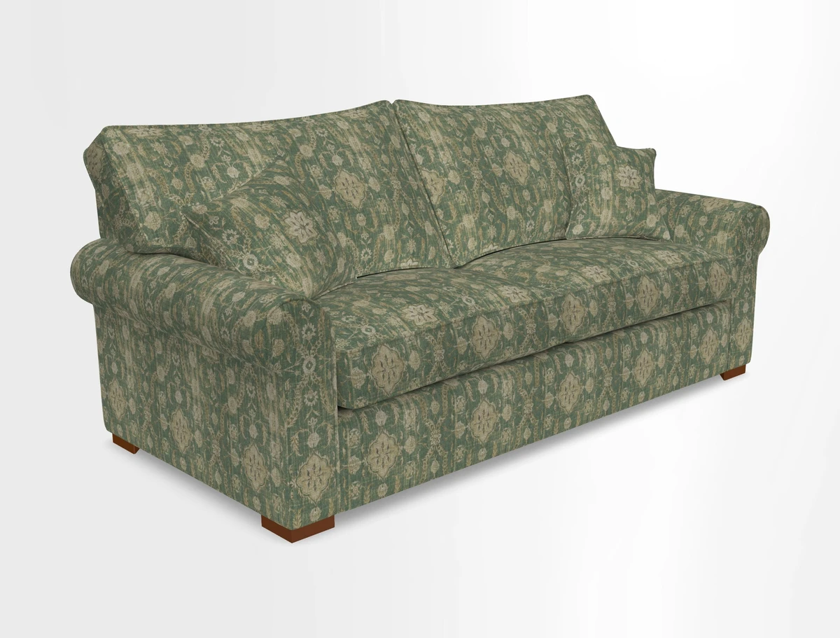 Upperton 3 Seater Loose Cover Sofa in Floral Linen Even So Verde - Fitted cover option available