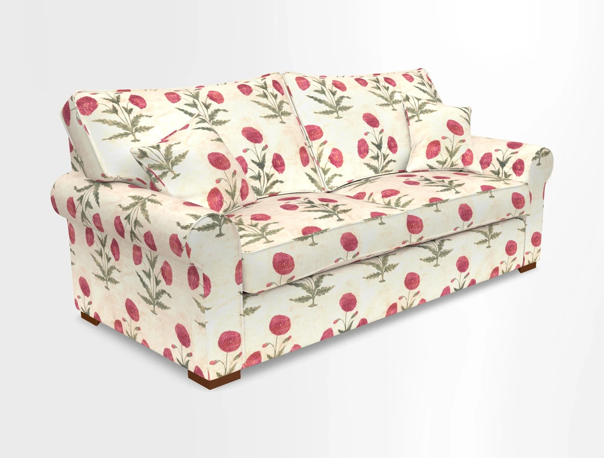 Upperton 3 Seater Loose Cover Sofa in Floral Linen Even So Verde - Fitted cover option available
