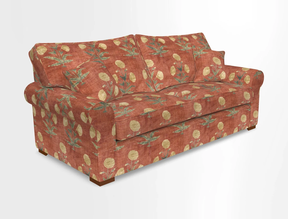 Upperton 3 Seater Loose Cover Sofa in Floral Linen Even So Verde - Fitted cover option available