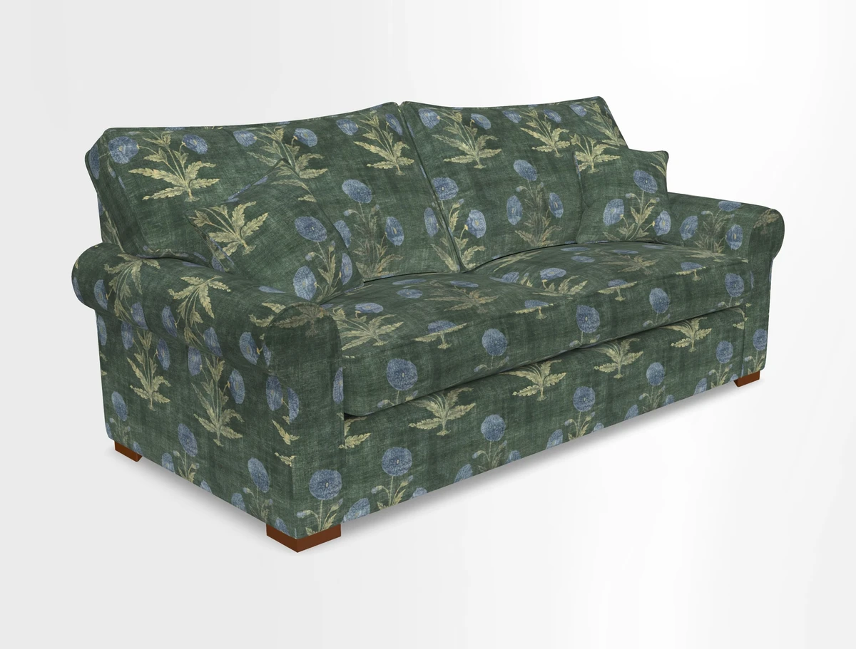 Upperton 3 Seater Loose Cover Sofa in Floral Linen Even So Verde - Fitted cover option available