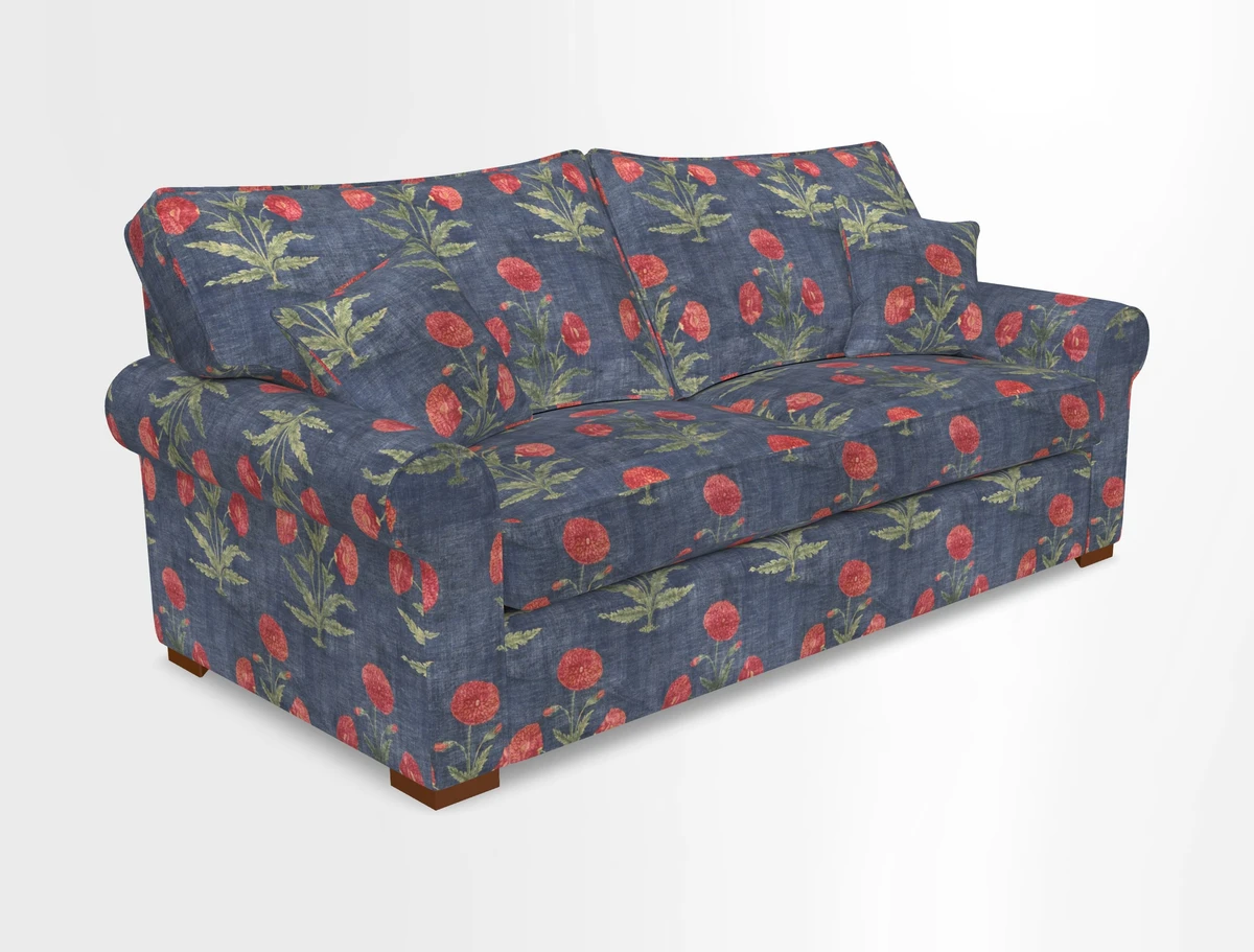 Upperton 3 Seater Loose Cover Sofa in Floral Linen Even So Verde - Fitted cover option available