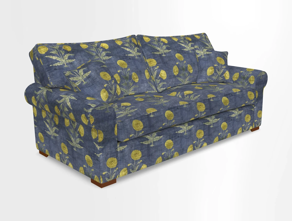 Upperton 3 Seater Loose Cover Sofa in Floral Linen Even So Verde - Fitted cover option available