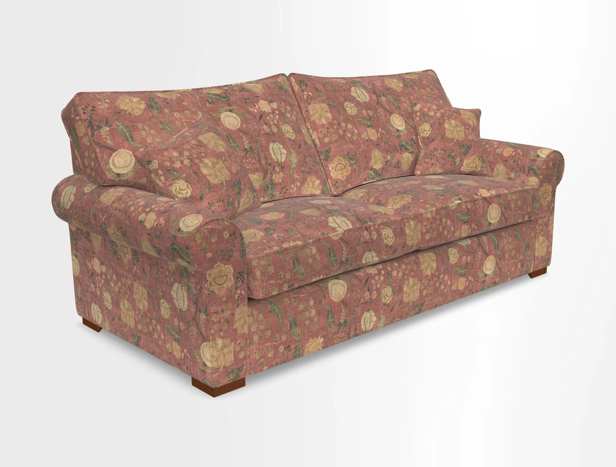 Upperton 3 Seater Loose Cover Sofa in Floral Linen Even So Verde - Fitted cover option available