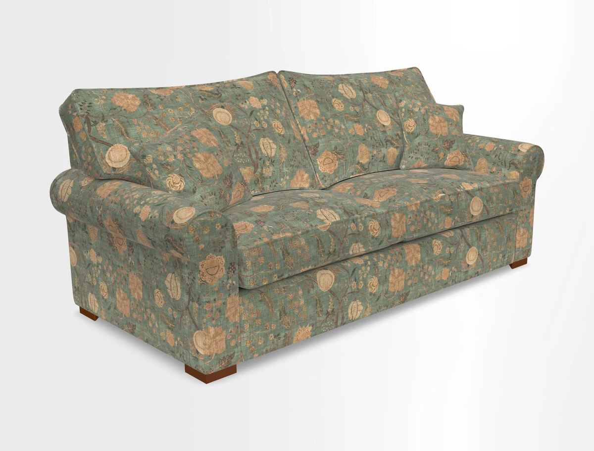 Upperton 3 Seater Loose Cover Sofa in Floral Linen Even So Verde - Fitted cover option available