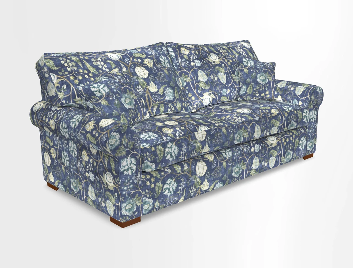 Upperton 3 Seater Loose Cover Sofa in Floral Linen Even So Verde - Fitted cover option available
