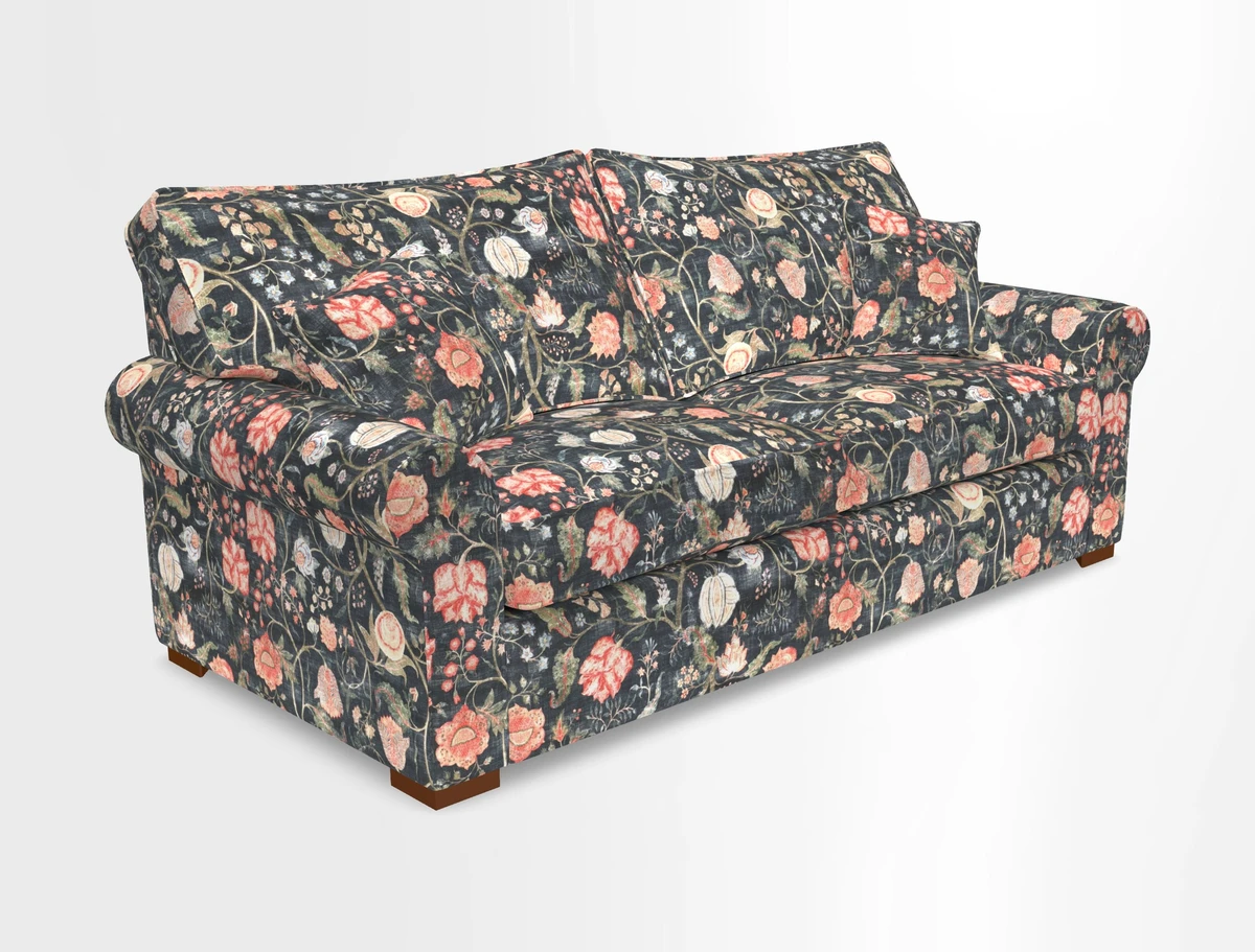 Upperton 3 Seater Loose Cover Sofa in Floral Linen Even So Verde - Fitted cover option available