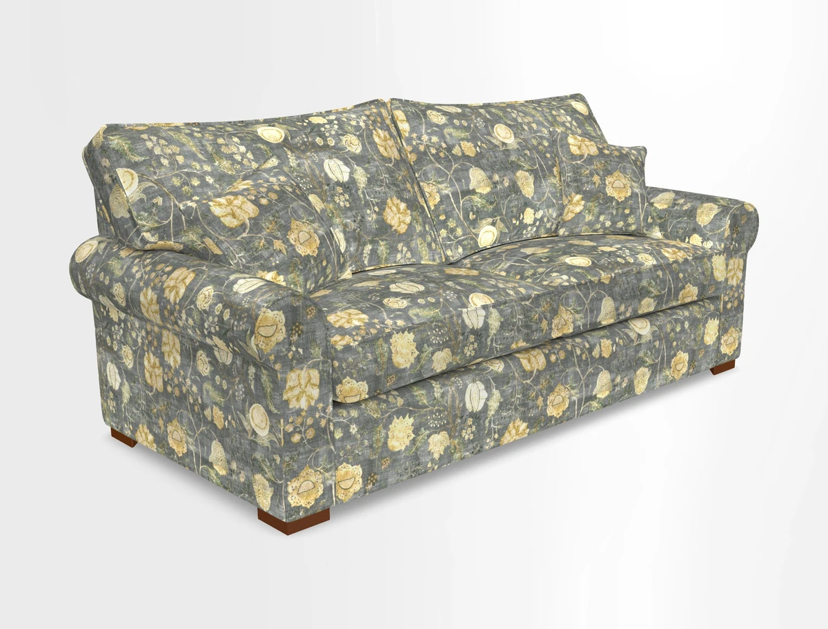 Upperton 3 Seater Loose Cover Sofa in Floral Linen Even So Verde - Fitted cover option available