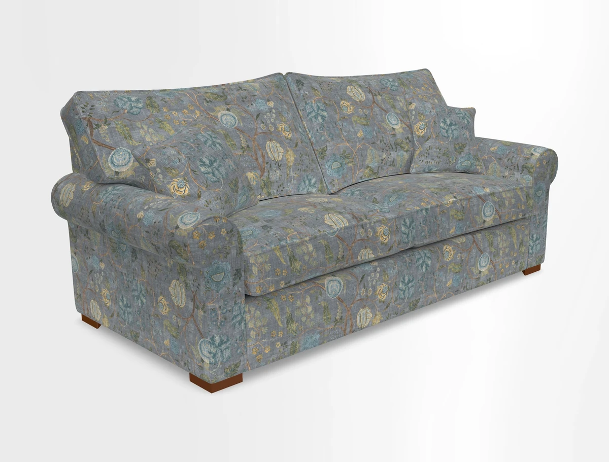 Upperton 3 Seater Loose Cover Sofa in Floral Linen Even So Verde - Fitted cover option available