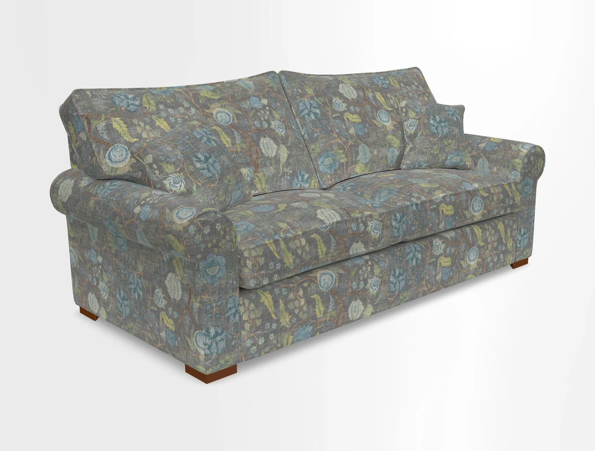 Upperton 3 Seater Loose Cover Sofa in Floral Linen Even So Verde - Fitted cover option available