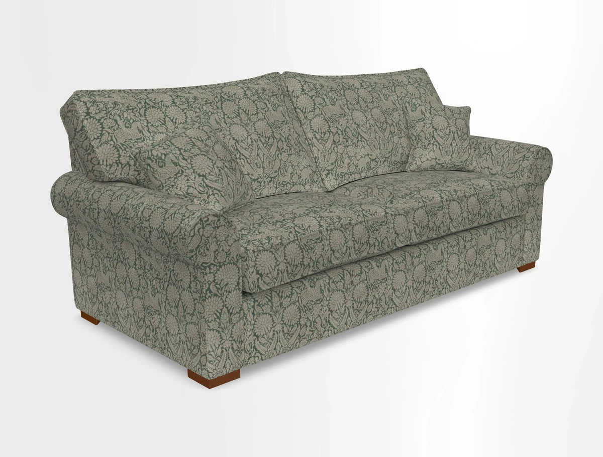 Upperton 3 Seater Loose Cover Sofa in Floral Linen Even So Verde - Fitted cover option available