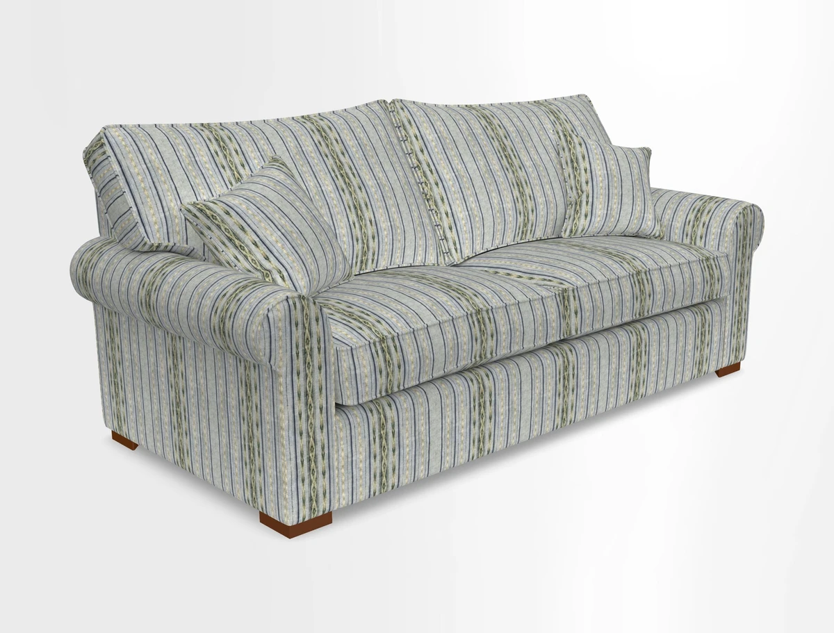 Upperton 3 Seater Loose Cover Sofa in Floral Linen Even So Verde - Fitted cover option available