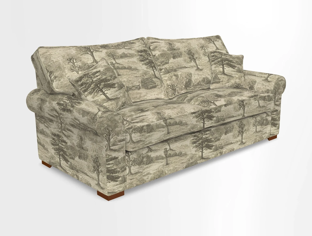 Upperton 3 Seater Loose Cover Sofa in Floral Linen Even So Verde - Fitted cover option available