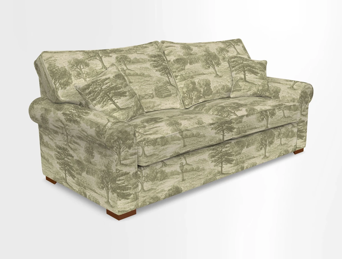 Upperton 3 Seater Loose Cover Sofa in Floral Linen Even So Verde - Fitted cover option available