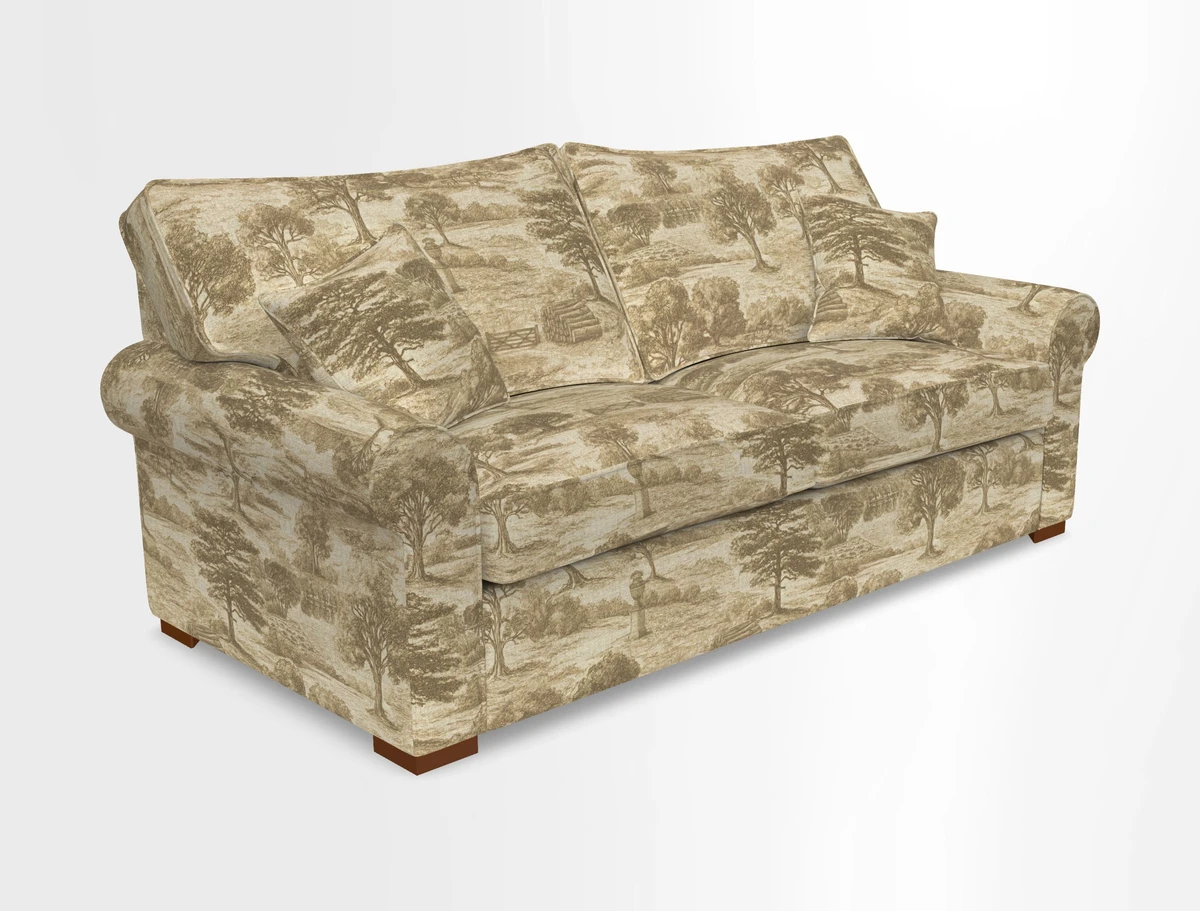 Upperton 3 Seater Loose Cover Sofa in Floral Linen Even So Verde - Fitted cover option available