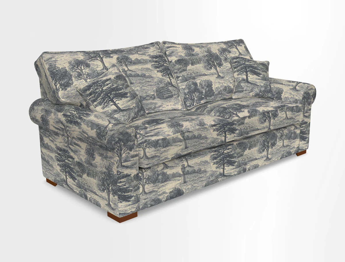 Upperton 3 Seater Loose Cover Sofa in Floral Linen Even So Verde - Fitted cover option available