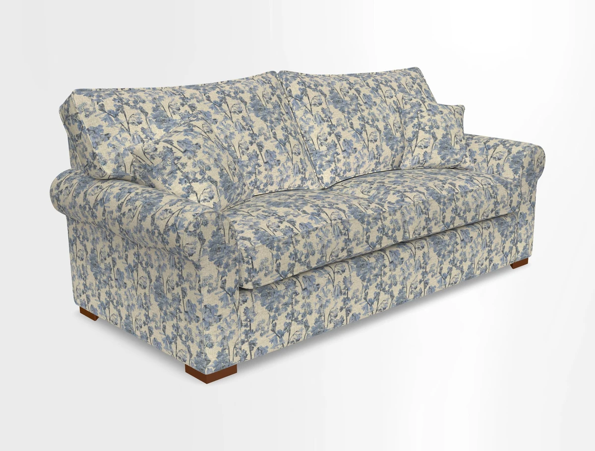 Upperton 3 Seater Loose Cover Sofa in Floral Linen Even So Verde - Fitted cover option available