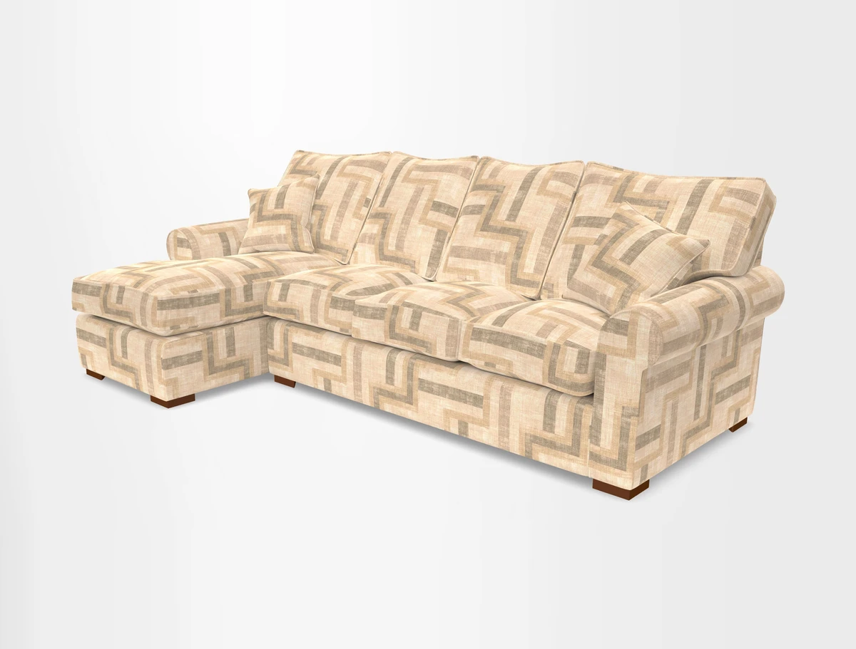 Upperton Chaise LHF in Two Tone Plain Biscuit - Loose cover option available