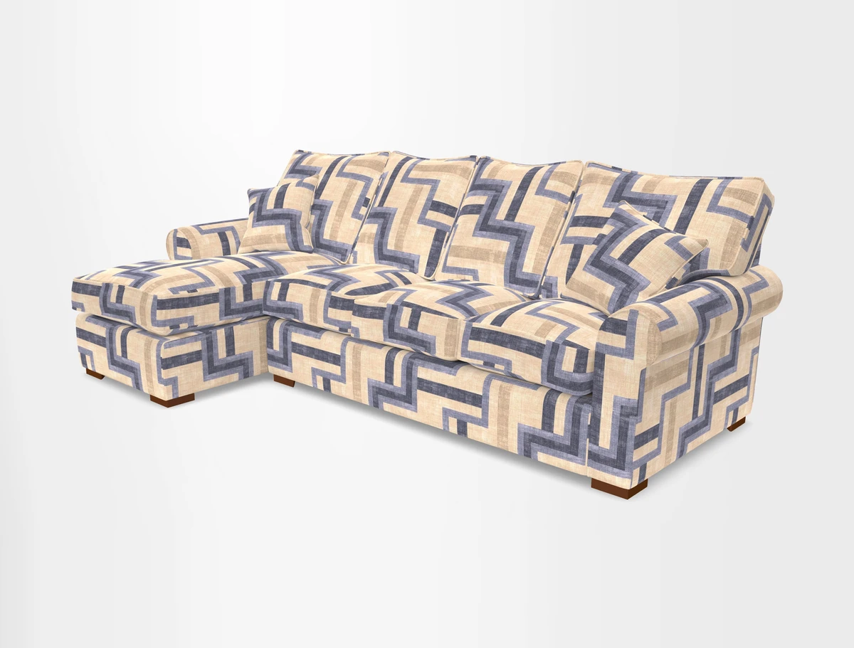 Upperton Chaise LHF in Two Tone Plain Biscuit - Loose cover option available