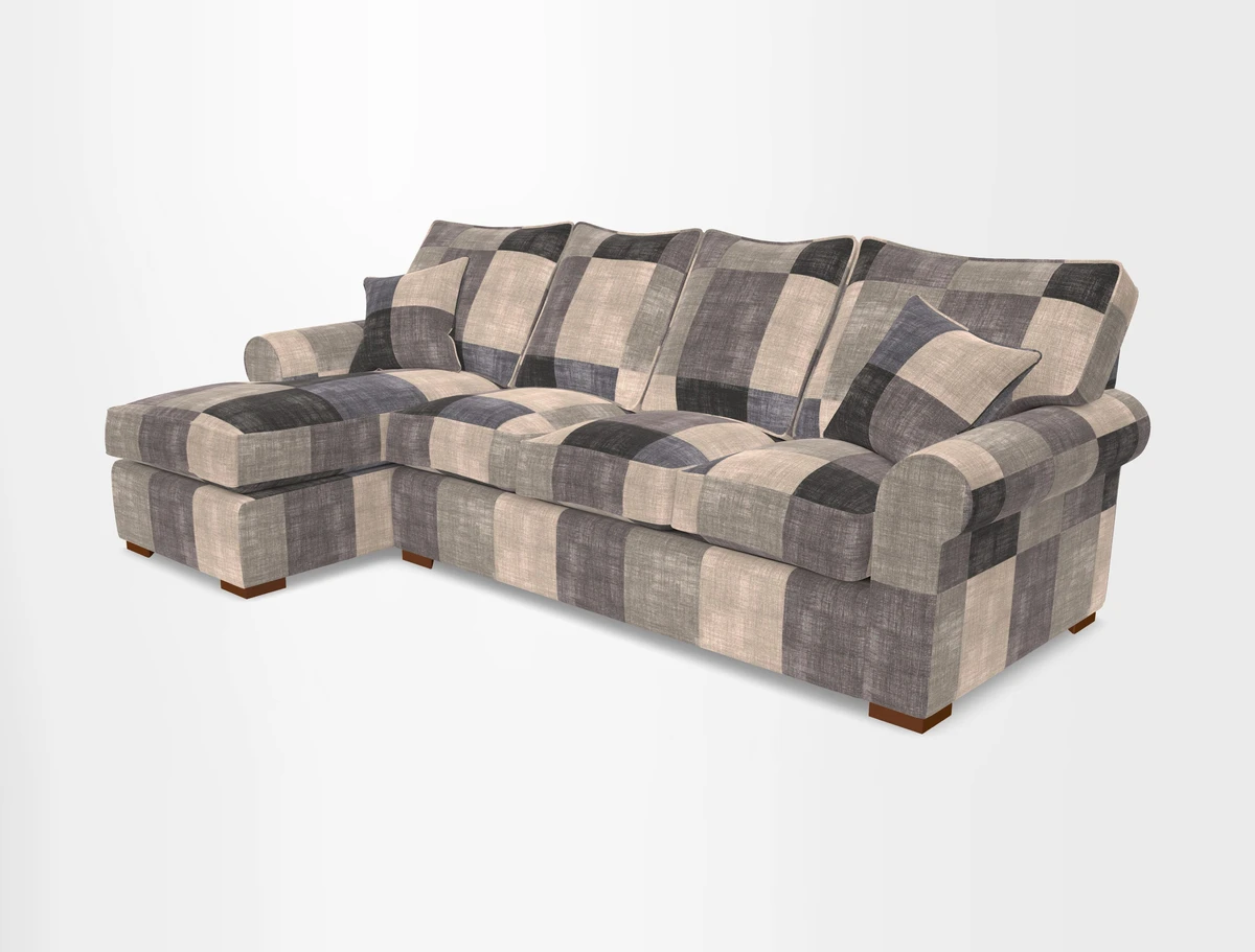 Upperton Chaise LHF in Two Tone Plain Biscuit - Loose cover option available