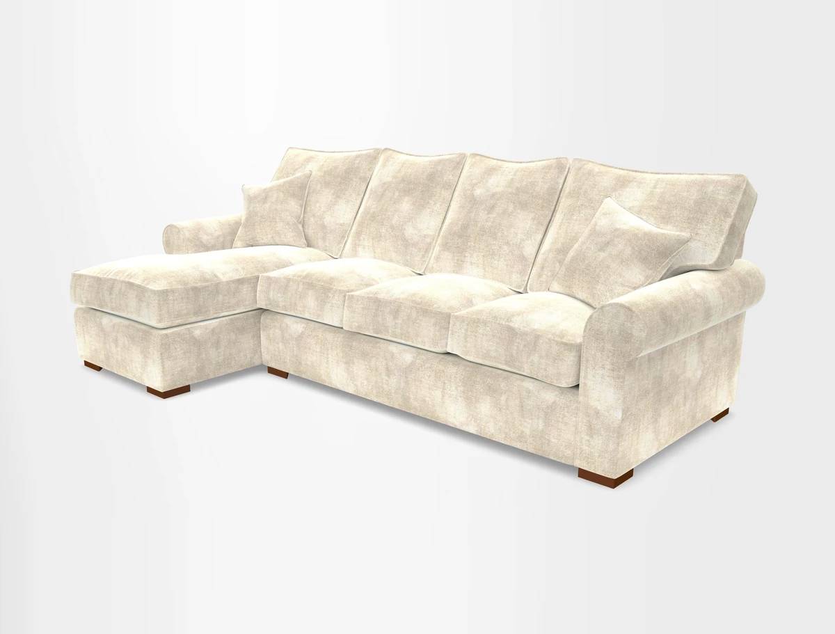 Upperton Chaise LHF in Two Tone Plain Biscuit - Loose cover option available