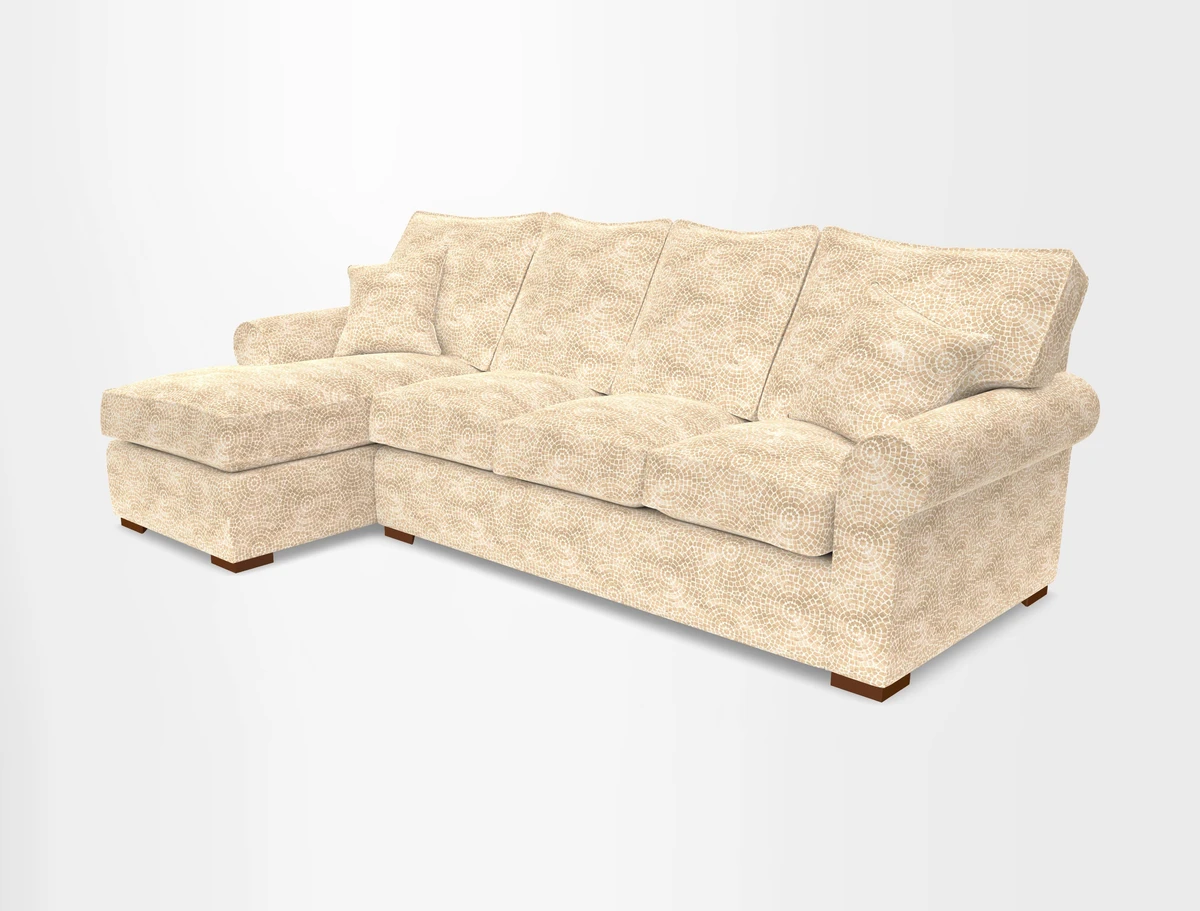 Upperton Chaise LHF in Two Tone Plain Biscuit - Loose cover option available