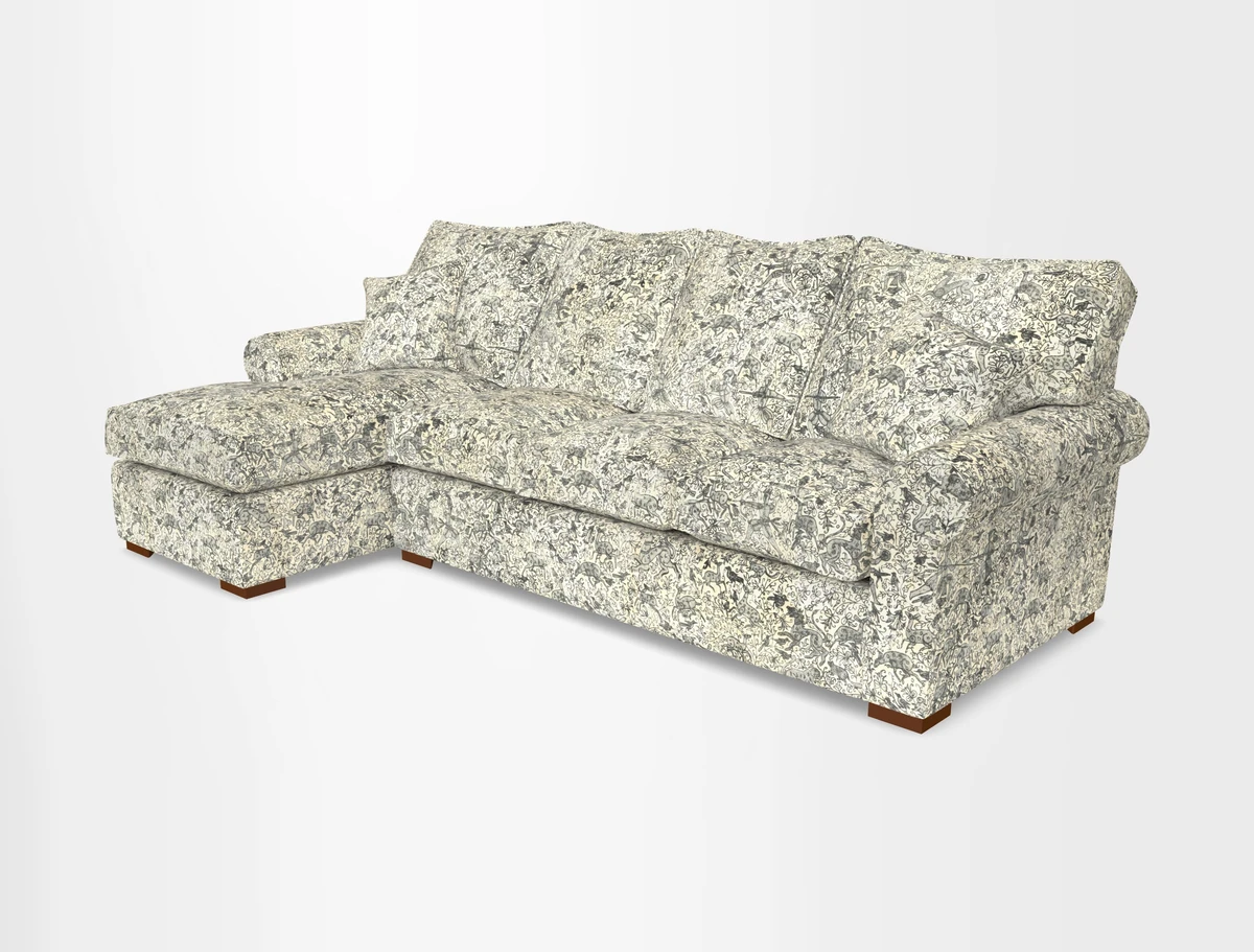 Upperton Chaise LHF in Two Tone Plain Biscuit - Loose cover option available