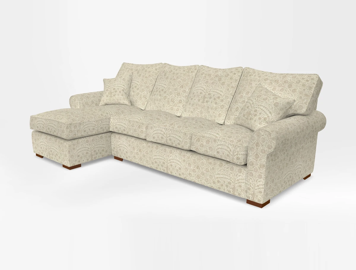 Upperton Chaise LHF in Two Tone Plain Biscuit - Loose cover option available