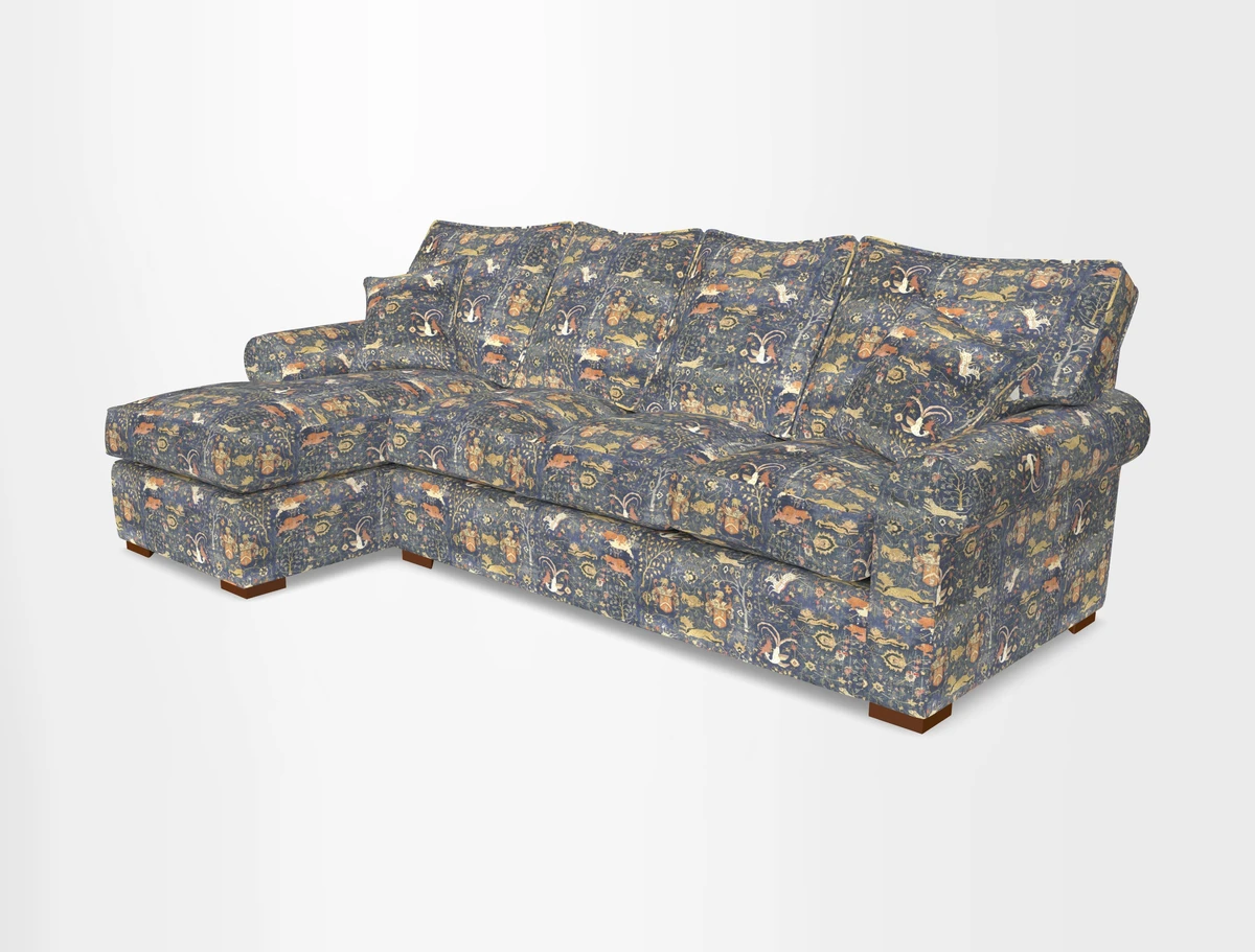 Upperton Chaise LHF in Two Tone Plain Biscuit - Loose cover option available