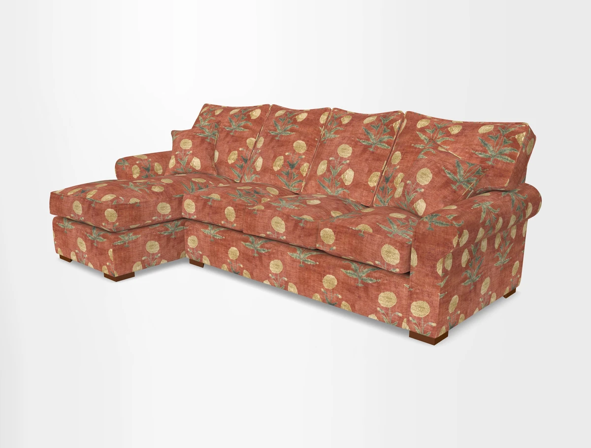 Upperton Chaise LHF in Two Tone Plain Biscuit - Loose cover option available