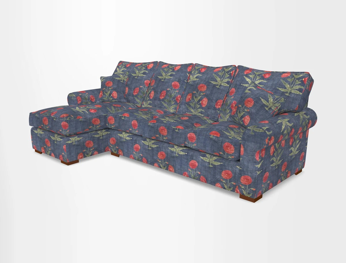 Upperton Chaise LHF in Two Tone Plain Biscuit - Loose cover option available