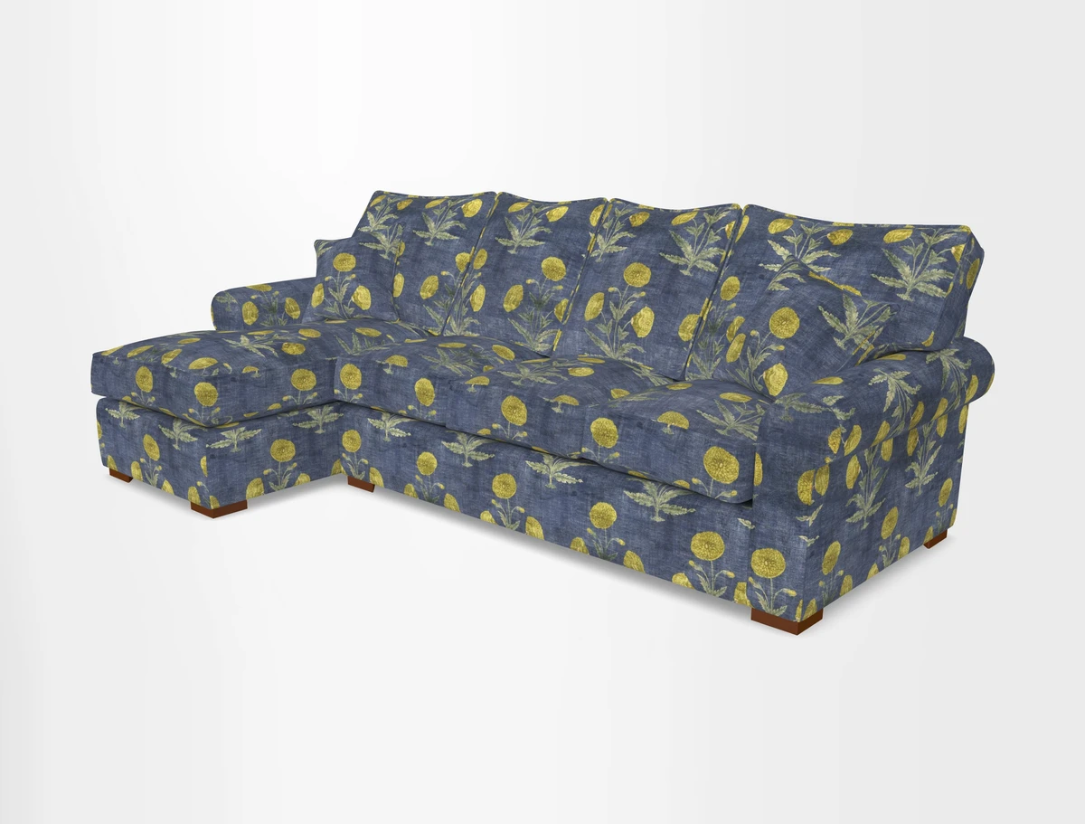 Upperton Chaise LHF in Two Tone Plain Biscuit - Loose cover option available