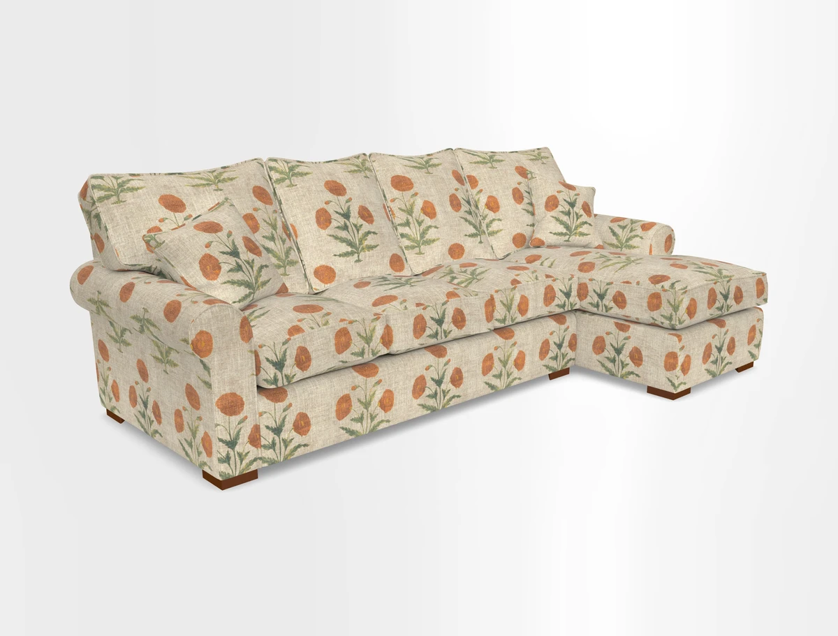 Upperton Chaise RHF in Two Tone Plain Biscuit - Loose cover option available