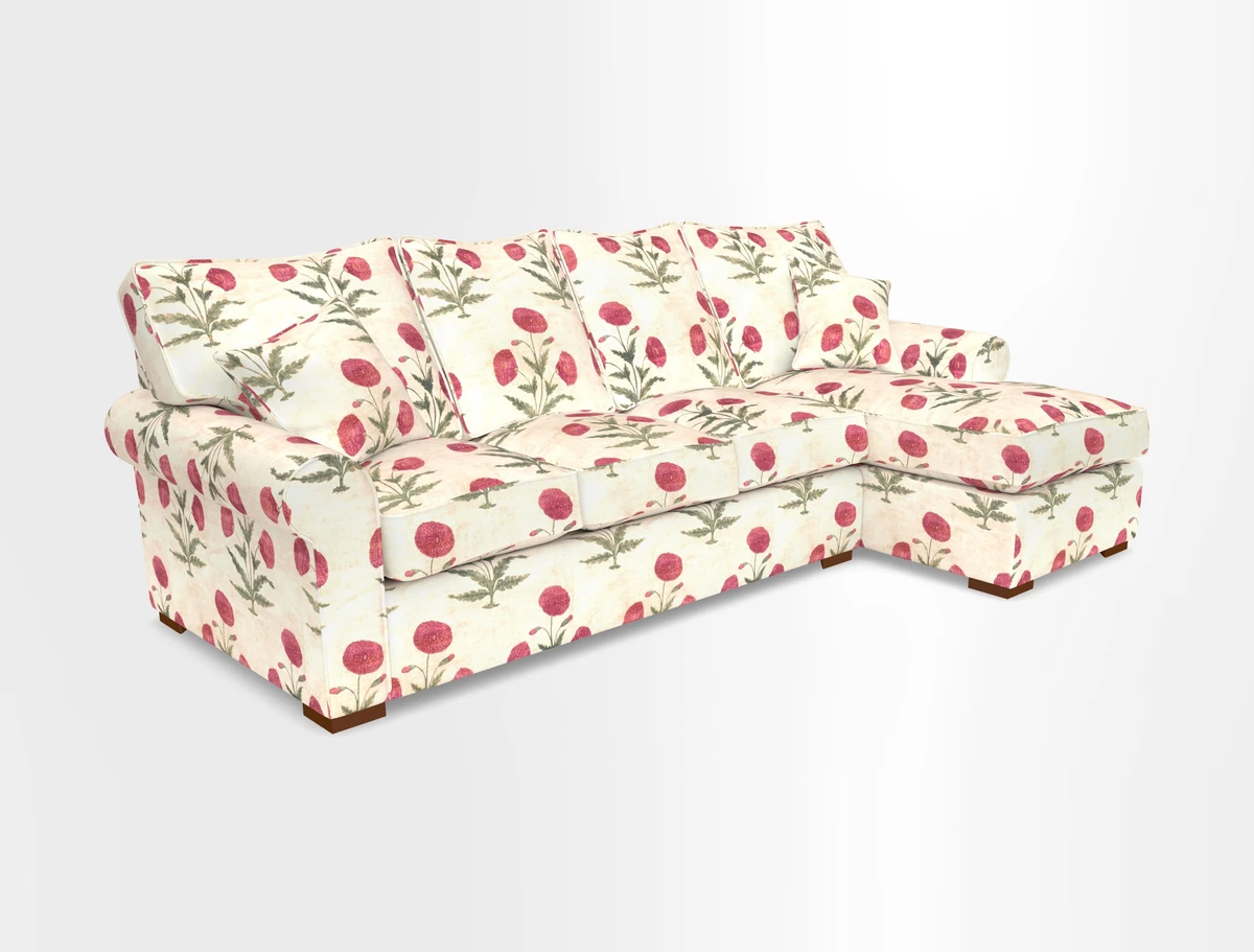 Upperton Chaise RHF in Two Tone Plain Biscuit - Loose cover option available