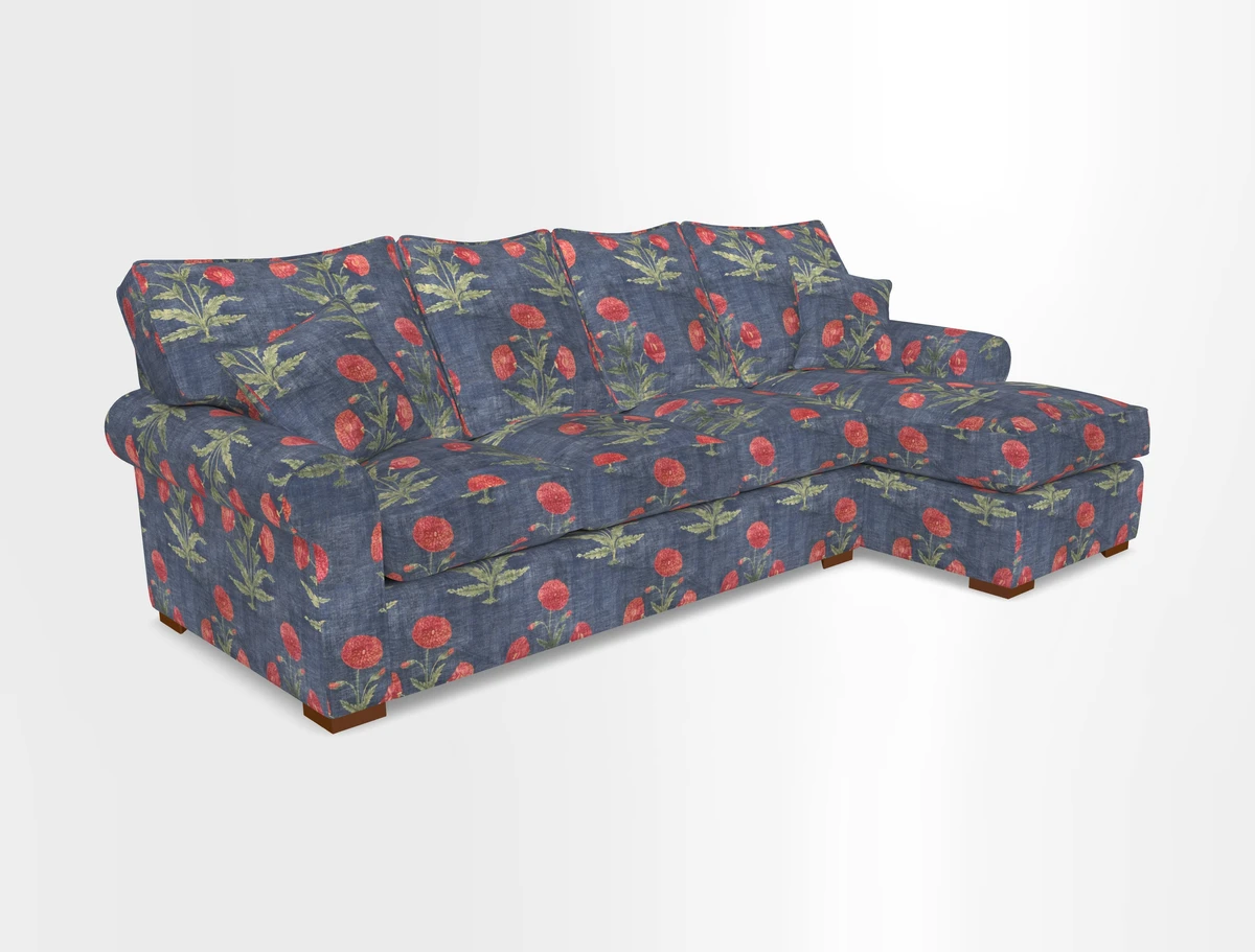 Upperton Chaise RHF in Two Tone Plain Biscuit - Loose cover option available