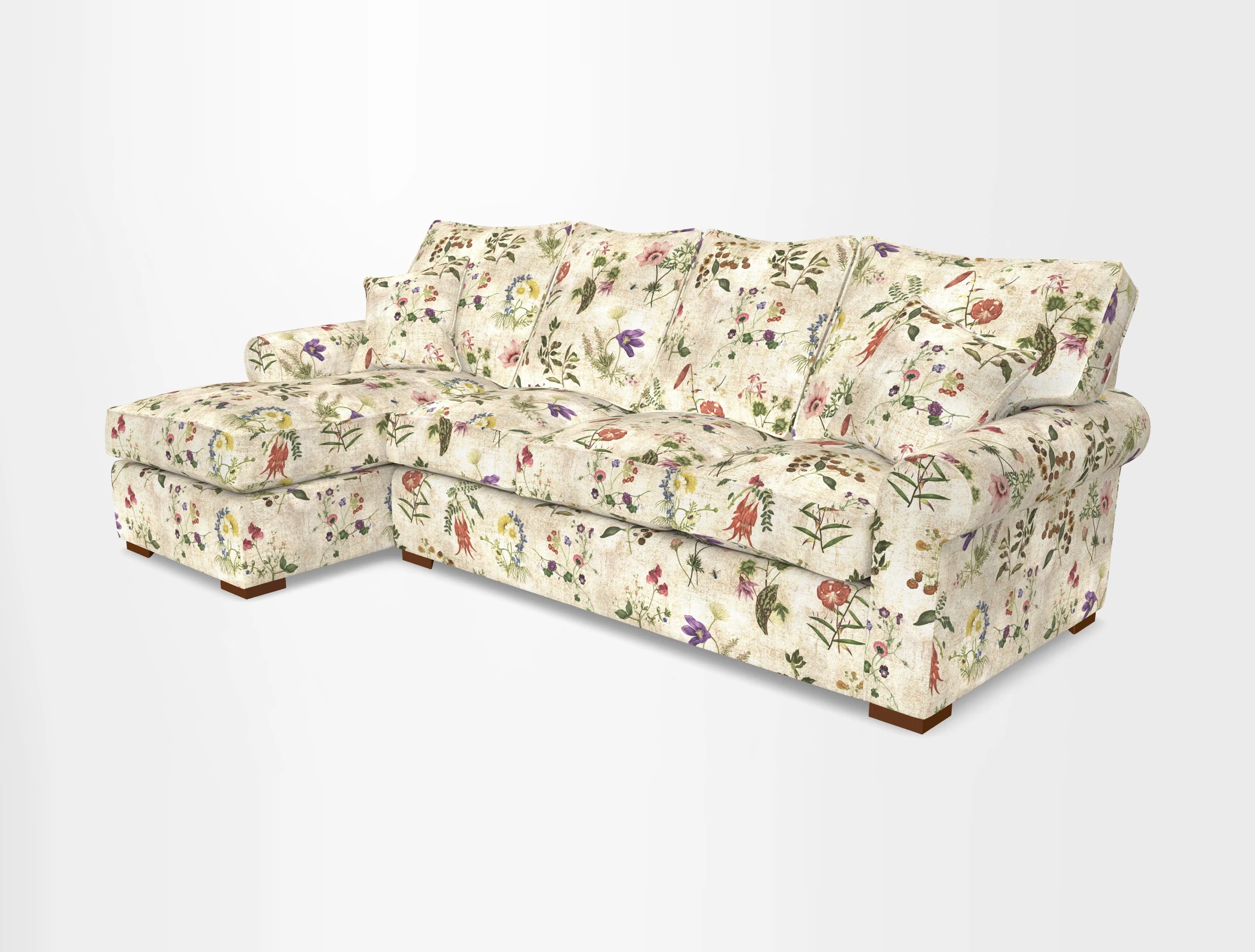 Upperton Chaise LHF in Two Tone Plain Biscuit - Loose cover option available