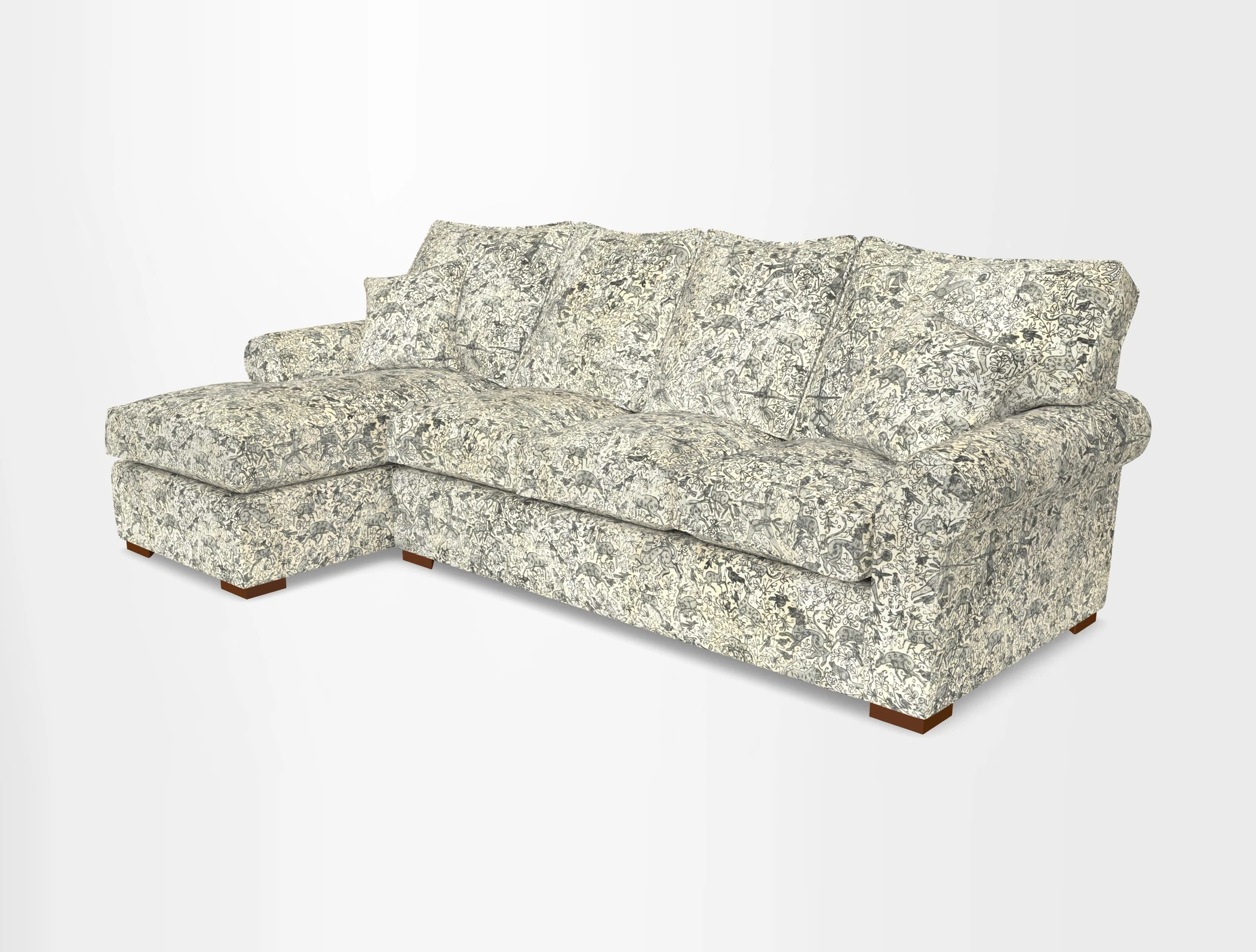 Upperton Chaise LHF in Two Tone Plain Biscuit - Loose cover option available