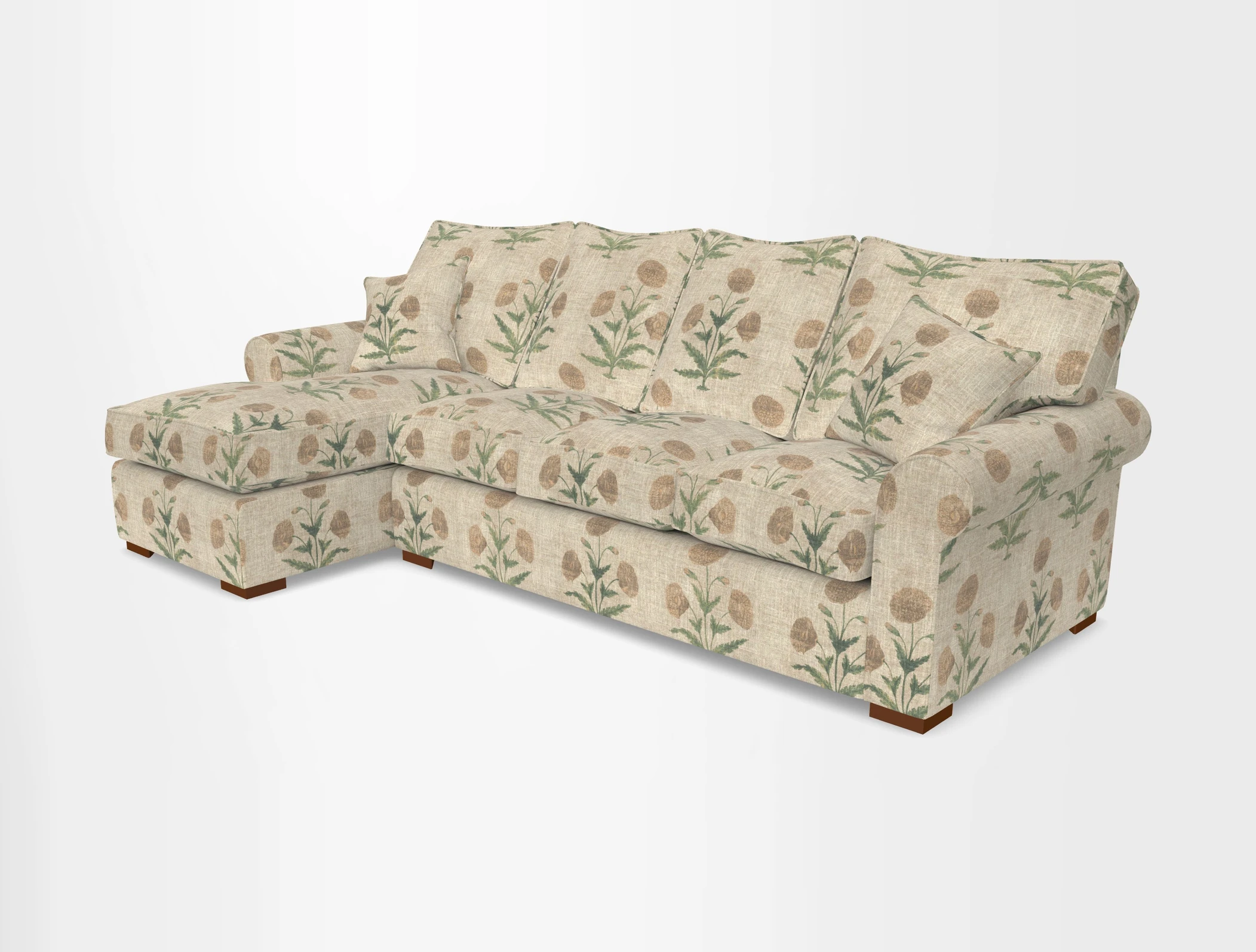 Upperton Chaise LHF in Two Tone Plain Biscuit - Loose cover option available