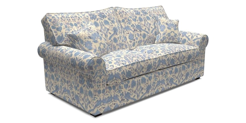 Upperton 3 Seater Loose Cover Sofa in Floral Linen Even So Verde - Fitted cover option available