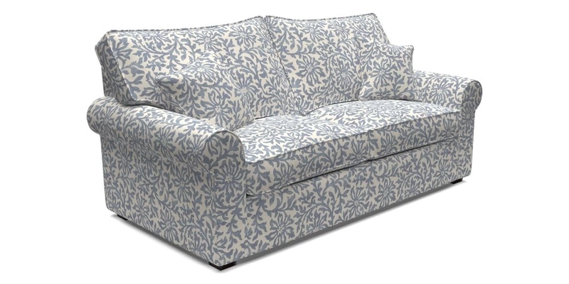 Upperton 3 Seater Loose Cover Sofa in Floral Linen Even So Verde - Fitted cover option available