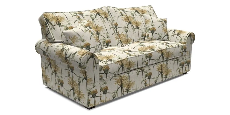 Upperton 3 Seater Loose Cover Sofa in Floral Linen Even So Verde - Fitted cover option available