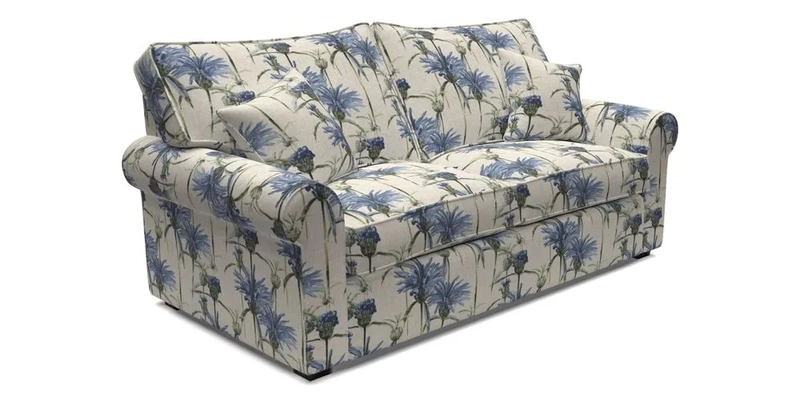 Upperton 3 Seater Loose Cover Sofa in Floral Linen Even So Verde - Fitted cover option available
