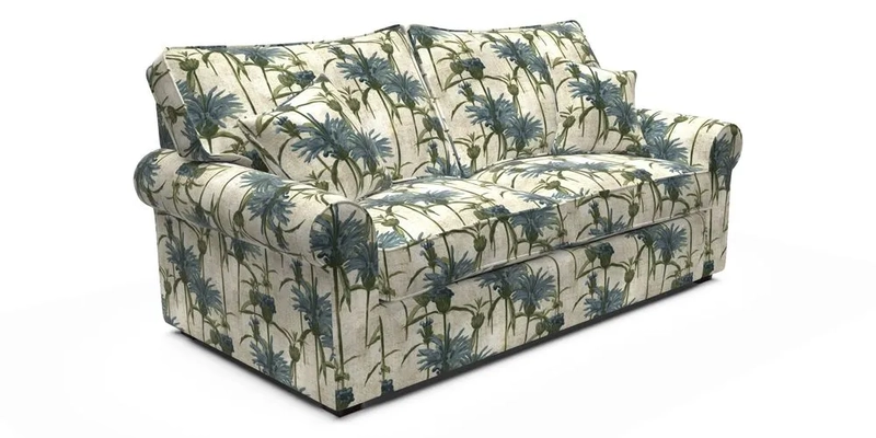 Upperton 3 Seater Loose Cover Sofa in Floral Linen Even So Verde - Fitted cover option available