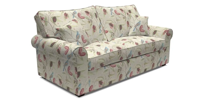 Upperton 3 Seater Loose Cover Sofa in Floral Linen Even So Verde - Fitted cover option available
