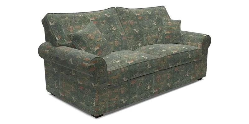 Upperton 3 Seater Loose Cover Sofa in Floral Linen Even So Verde - Fitted cover option available