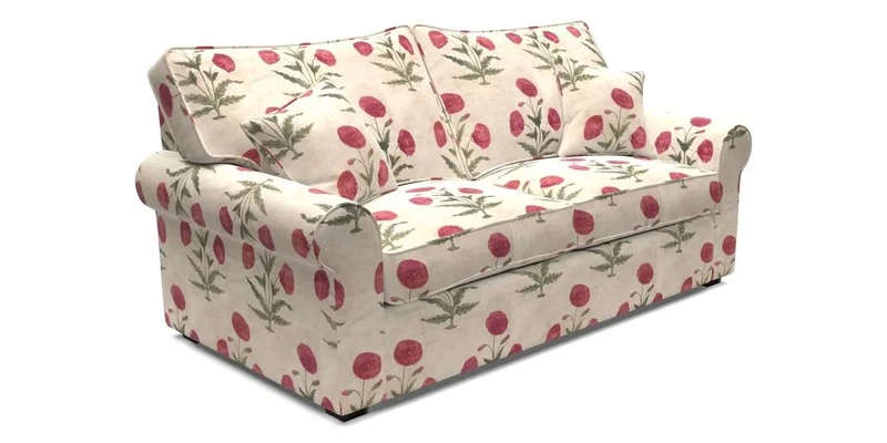 Upperton 3 Seater Loose Cover Sofa in Floral Linen Even So Verde - Fitted cover option available