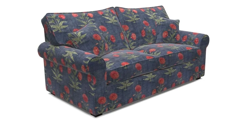 Upperton 3 Seater Loose Cover Sofa in Floral Linen Even So Verde - Fitted cover option available