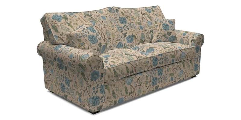 Upperton 3 Seater Loose Cover Sofa in Floral Linen Even So Verde - Fitted cover option available